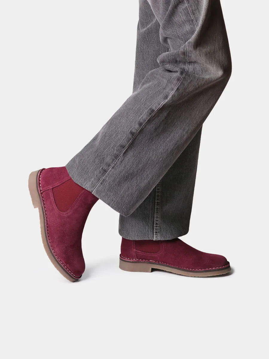 Women’s cowboy ankle boots in split leather with embroidery