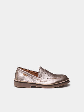 Zapatos con cordones mujer - Mocasín de mujer en piel metalizada | IVANA-AT - Toni Pons