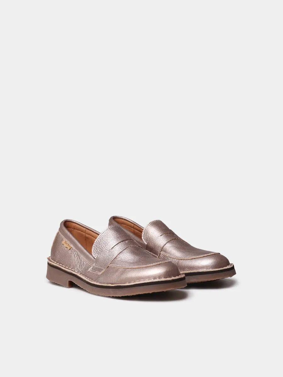 Zapatos con cordones mujer - Mocasín de mujer en piel metalizada | IVANA-AT - Toni Pons