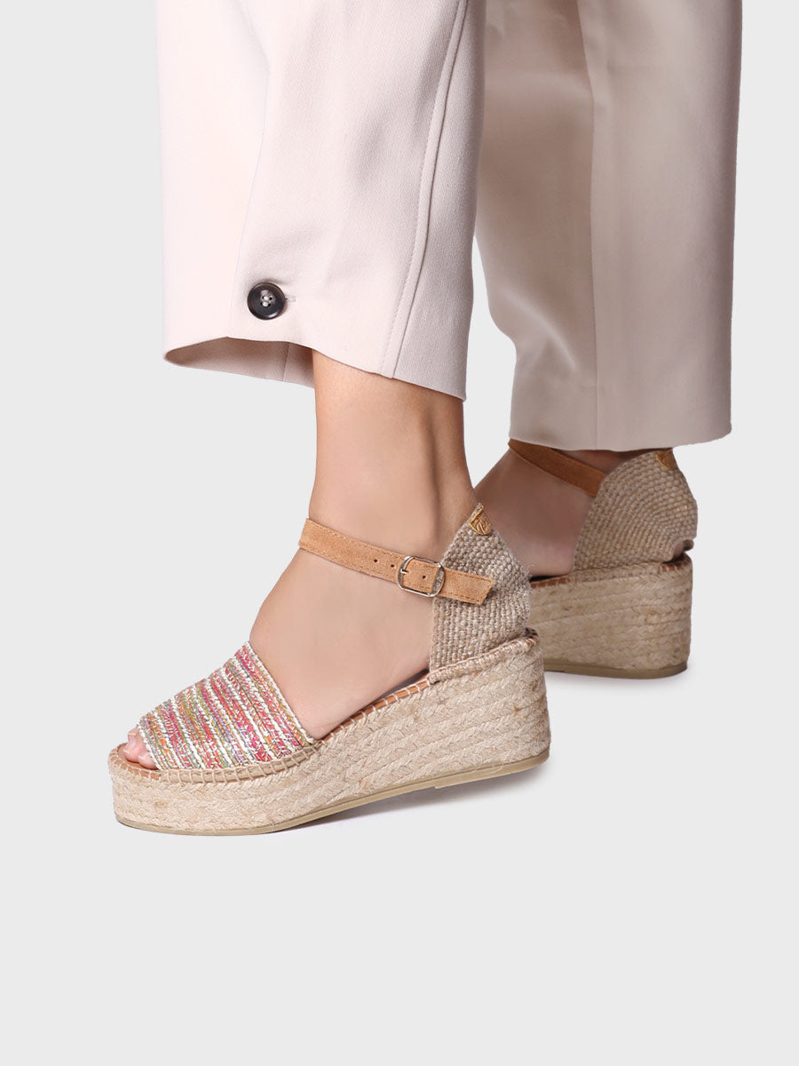 Alpargata mujer - Alpargata abierta de mujer en tejido multicolor - Toni Pons