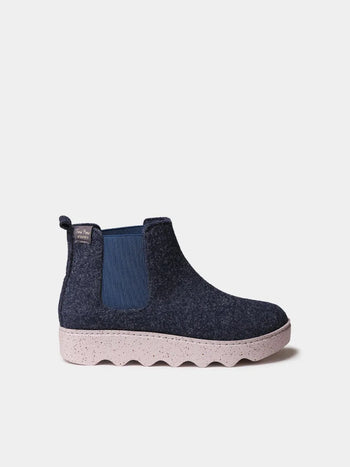 Zapatillas de casa mujer - Zapatilla abotinada de fieltro reciclado para mujer | JARA-FR - Toni Pons