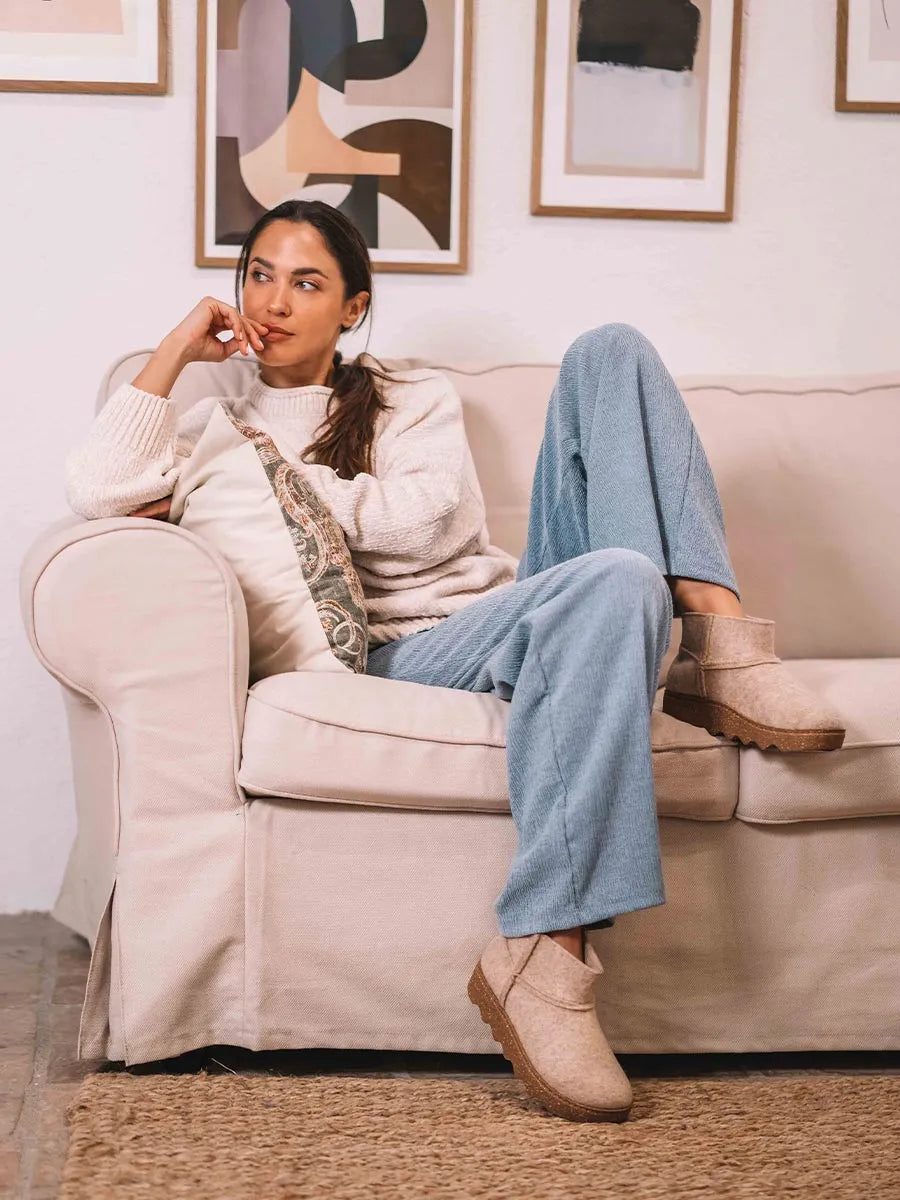 zapatillas mujer - Slipper abotinada para mujer en fieltro reciclado | JIANA-FR - Toni Pons