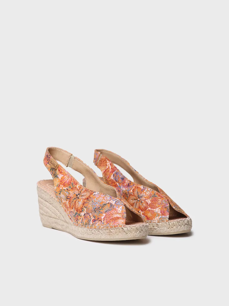 zapatillas mujer - Alpargata peep toe de mujer en piel multicolor | LAILA-LL - Toni Pons