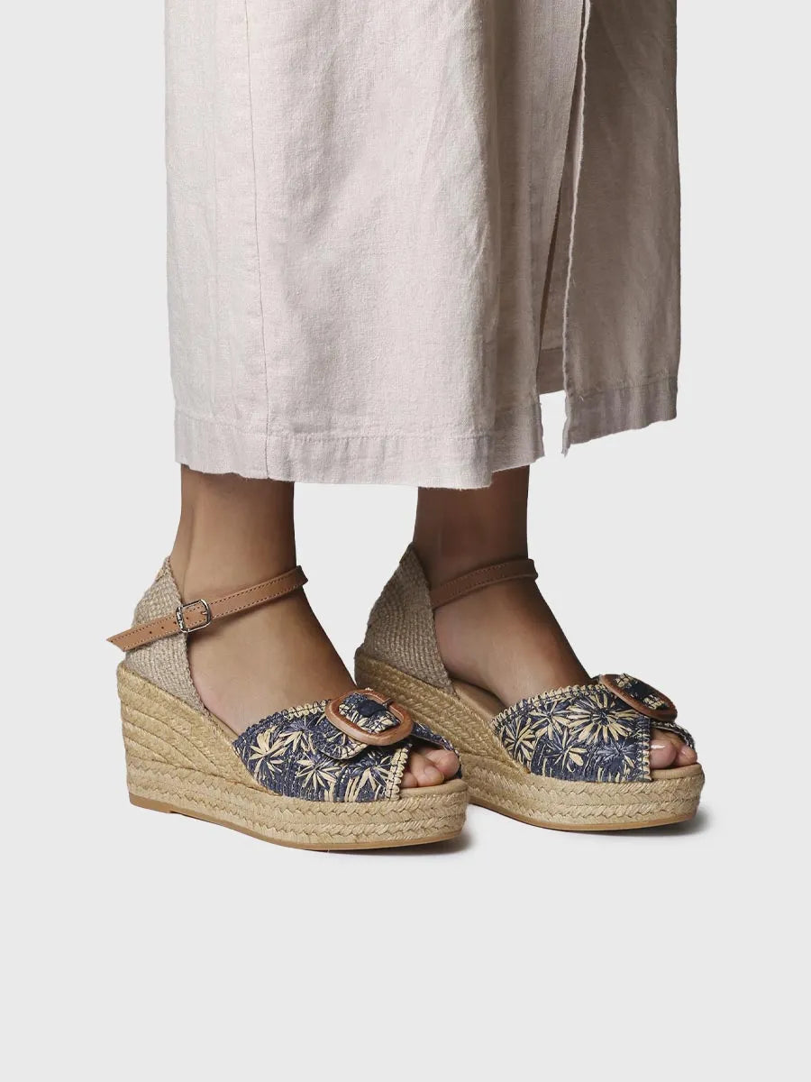 - Alpargata de mujer con cuña en rafia bicolor | LIA-RF - Toni Pons
