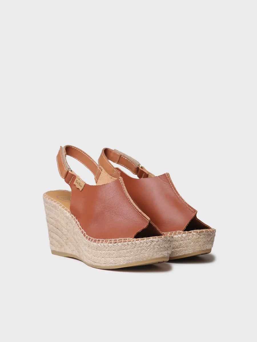zapatillas mujer - Alpargata de mujer en piel con cuña y cierre de velcro | LUGANO-P - Toni Pons