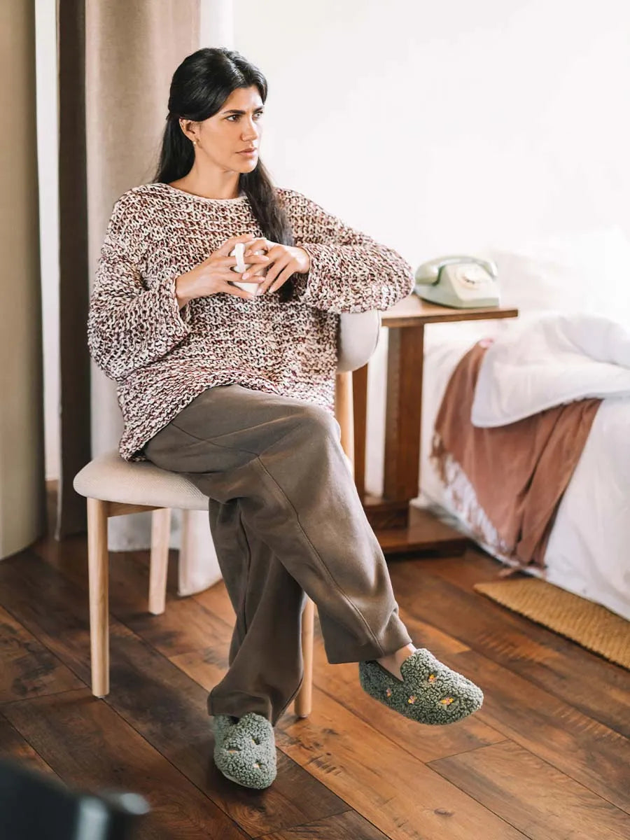 felt slippers for women with flowers
