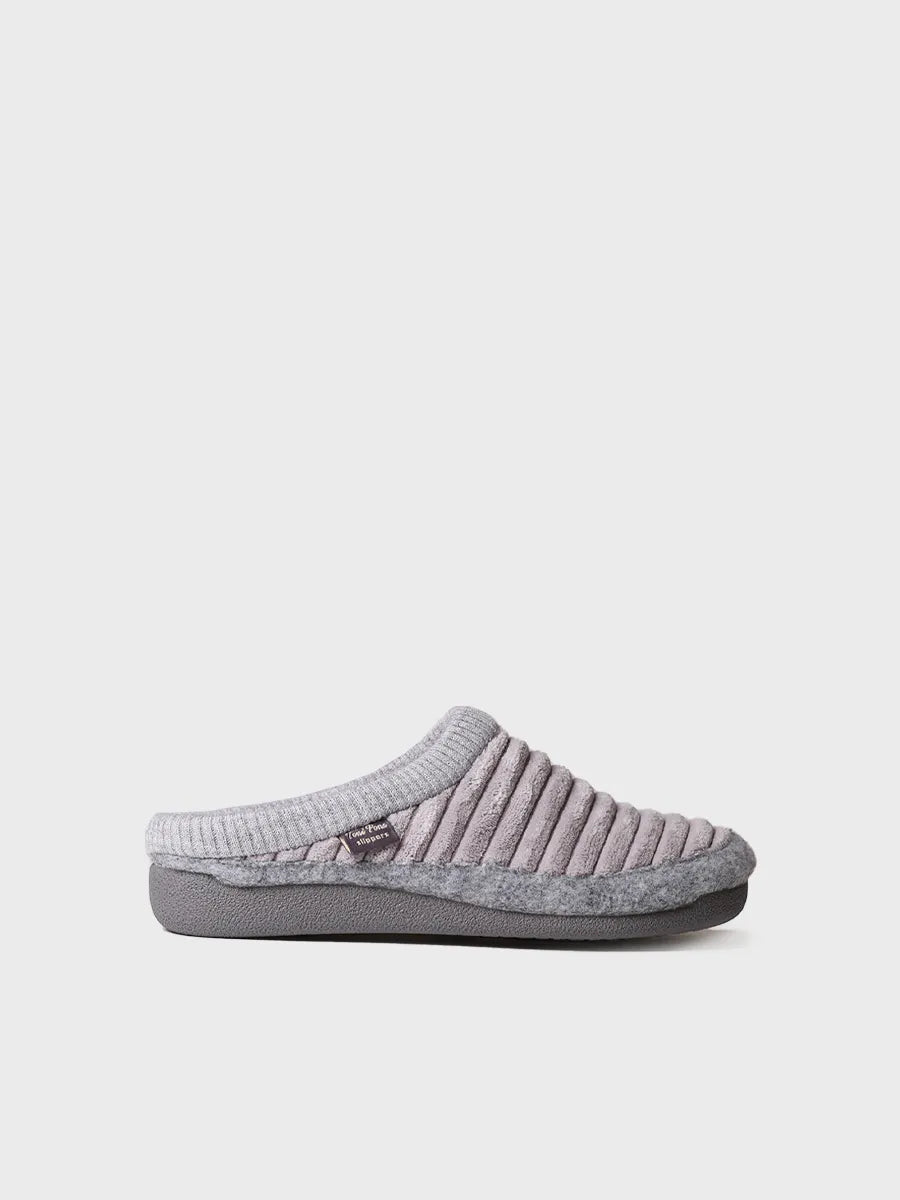 zapatillas de casa mujer - Zapatilla tipo zueco para mujer en fieltro y pelo sintético en Crudo | MALU-OD - Toni Pons