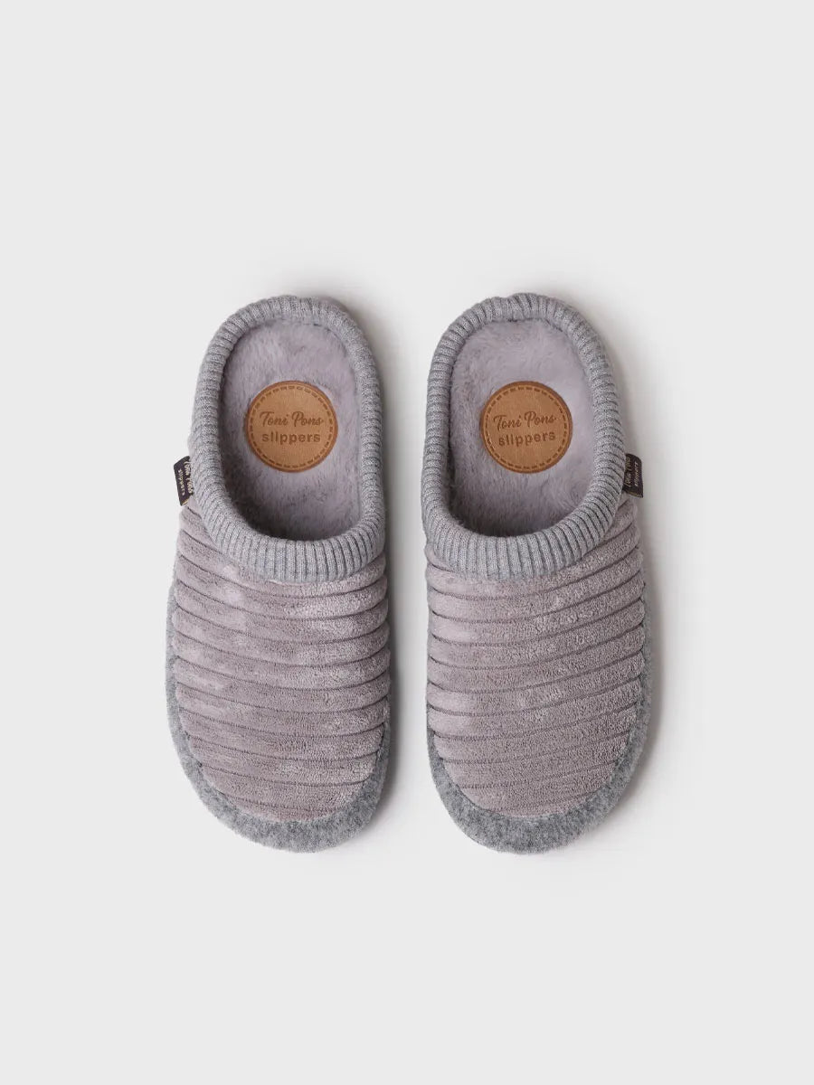 zapatillas de casa mujer - Zapatilla tipo zueco para mujer en fieltro y pelo sintético en Crudo | MALU-OD - Toni Pons