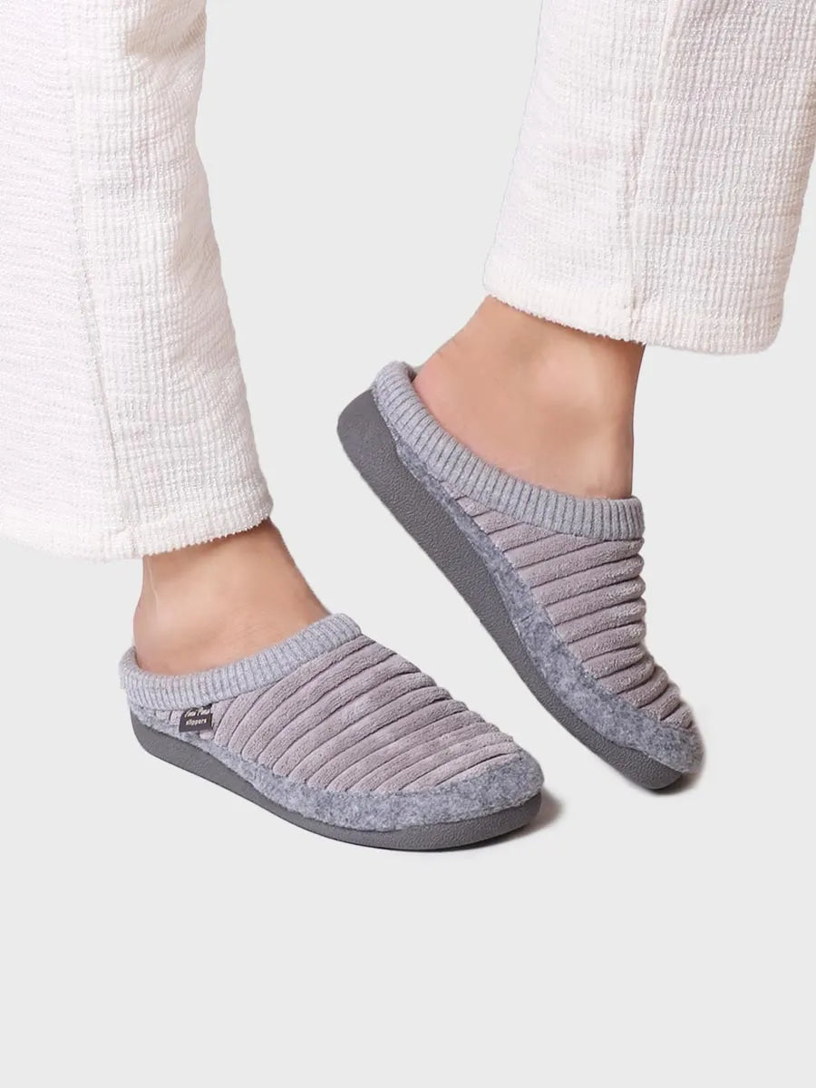 zapatillas de casa mujer - Zapatilla tipo zueco para mujer en fieltro y pelo sintético en Crudo | MALU-OD - Toni Pons