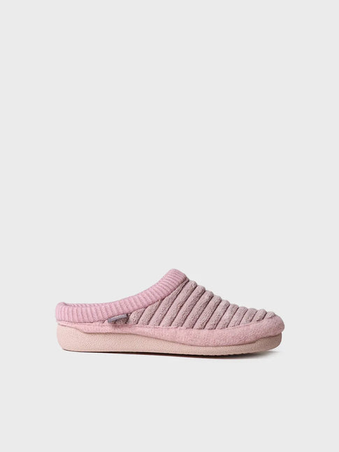 zapatillas de casa mujer - Zapatilla tipo zueco para mujer en fieltro y pelo sintético en Crudo | MALU-OD  - Toni Pons