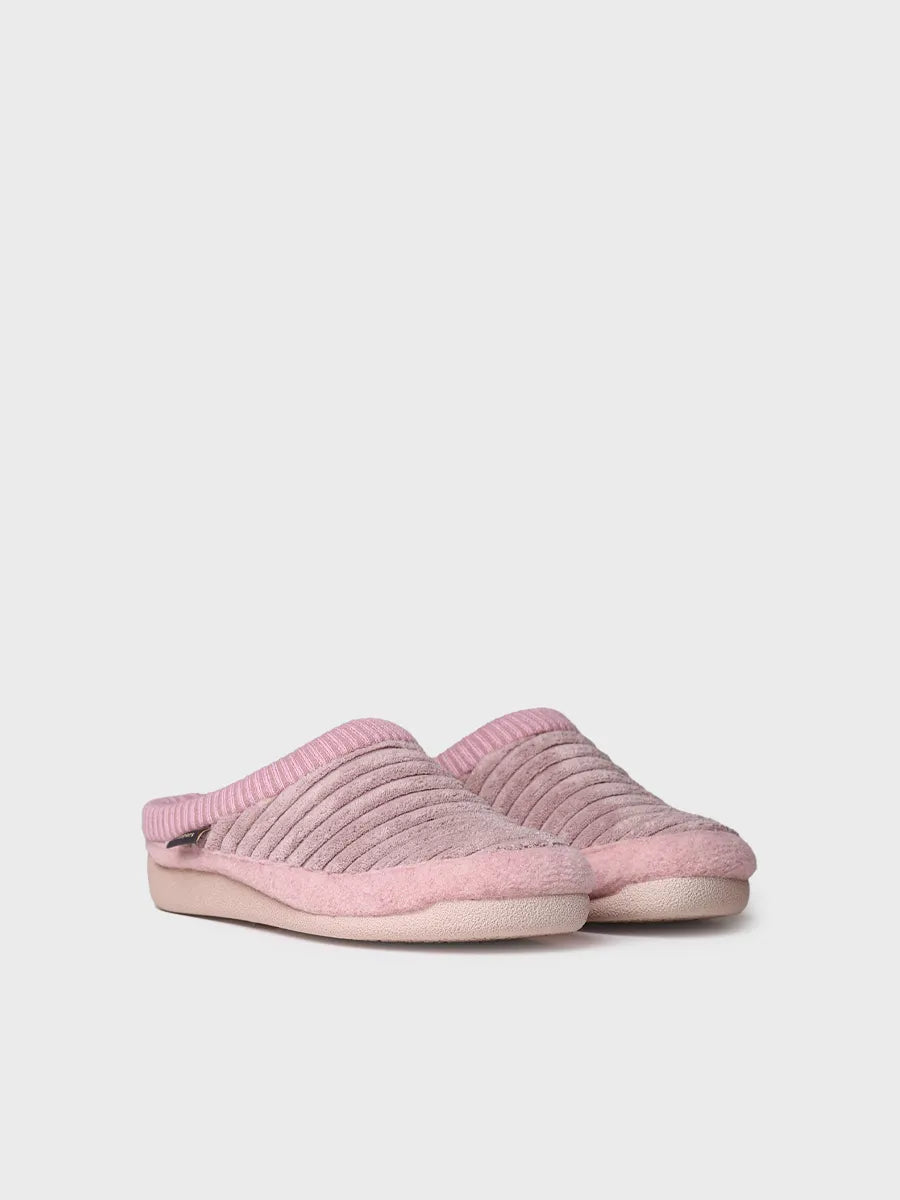 zapatillas de casa mujer - Zapatilla tipo zueco para mujer en fieltro y pelo sintético en Crudo | MALU-OD - Toni Pons