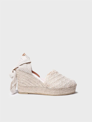 zapatillas mujer - Alpargatas de cuña alta con cintas en color Crudo | MARTINA - Toni Pons