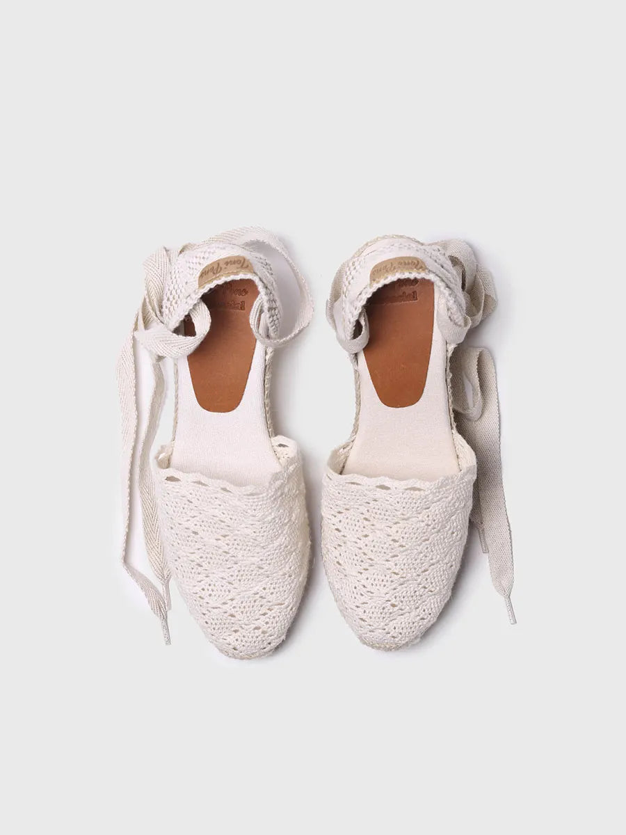 zapatillas mujer - Alpargatas de cuña alta con cintas en color Crudo | MARTINA - Toni Pons
