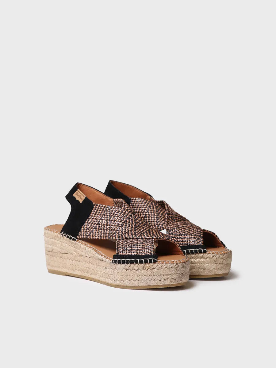 zapatillas mujer - Alpargata de mujer con cuña y tiras elásticas multicolor | MASAI - Toni Pons