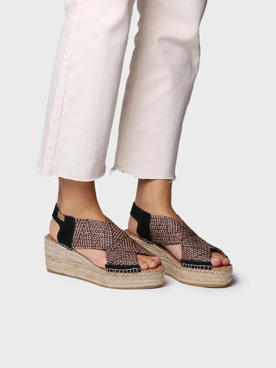 zapatillas mujer - Alpargata de mujer con cuña y tiras elásticas multicolor | MASAI - Toni Pons
