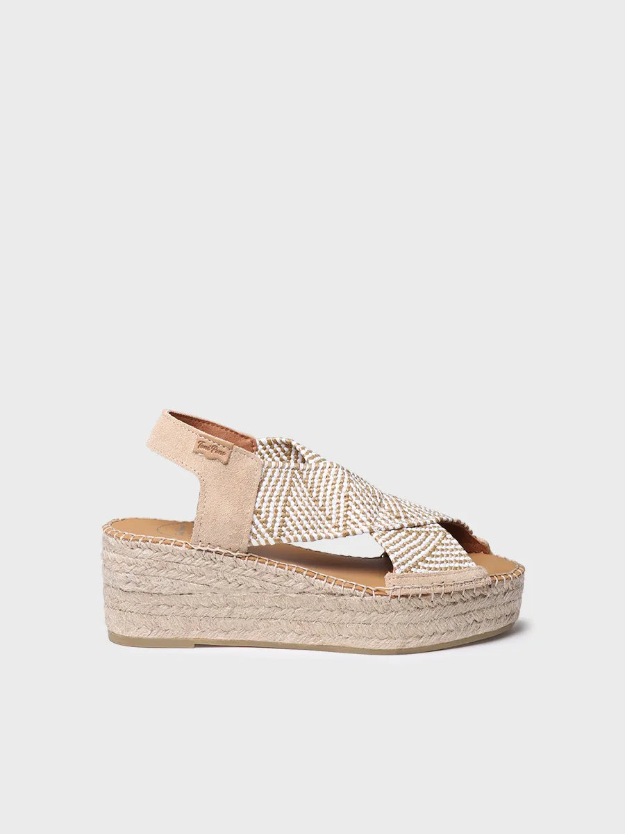 zapatillas mujer - Alpargata de mujer con cuña y tiras elásticas multicolor | MASAI - Toni Pons