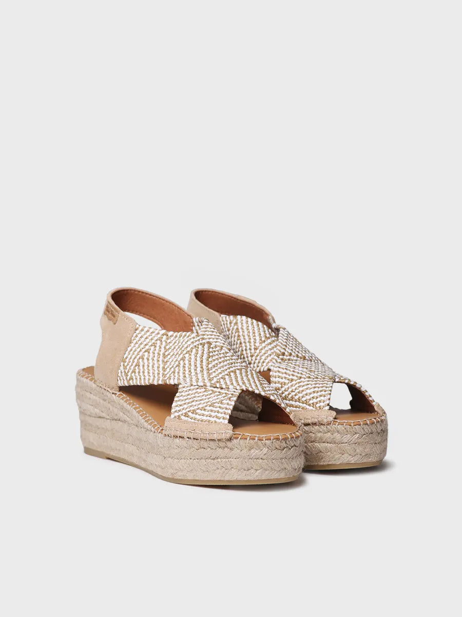 zapatillas mujer - Alpargata de mujer con cuña y tiras elásticas multicolor | MASAI - Toni Pons
