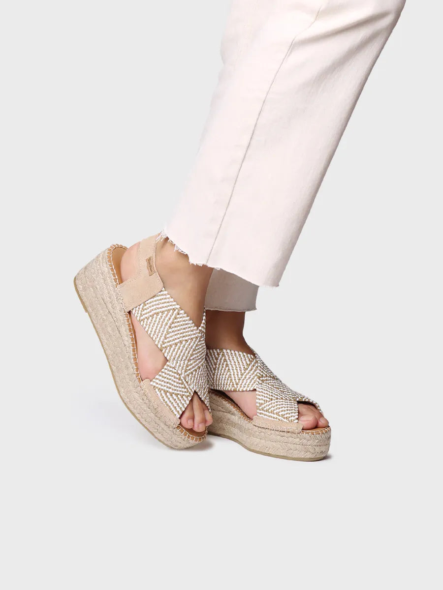 zapatillas mujer - Alpargata de mujer con cuña y tiras elásticas multicolor | MASAI - Toni Pons