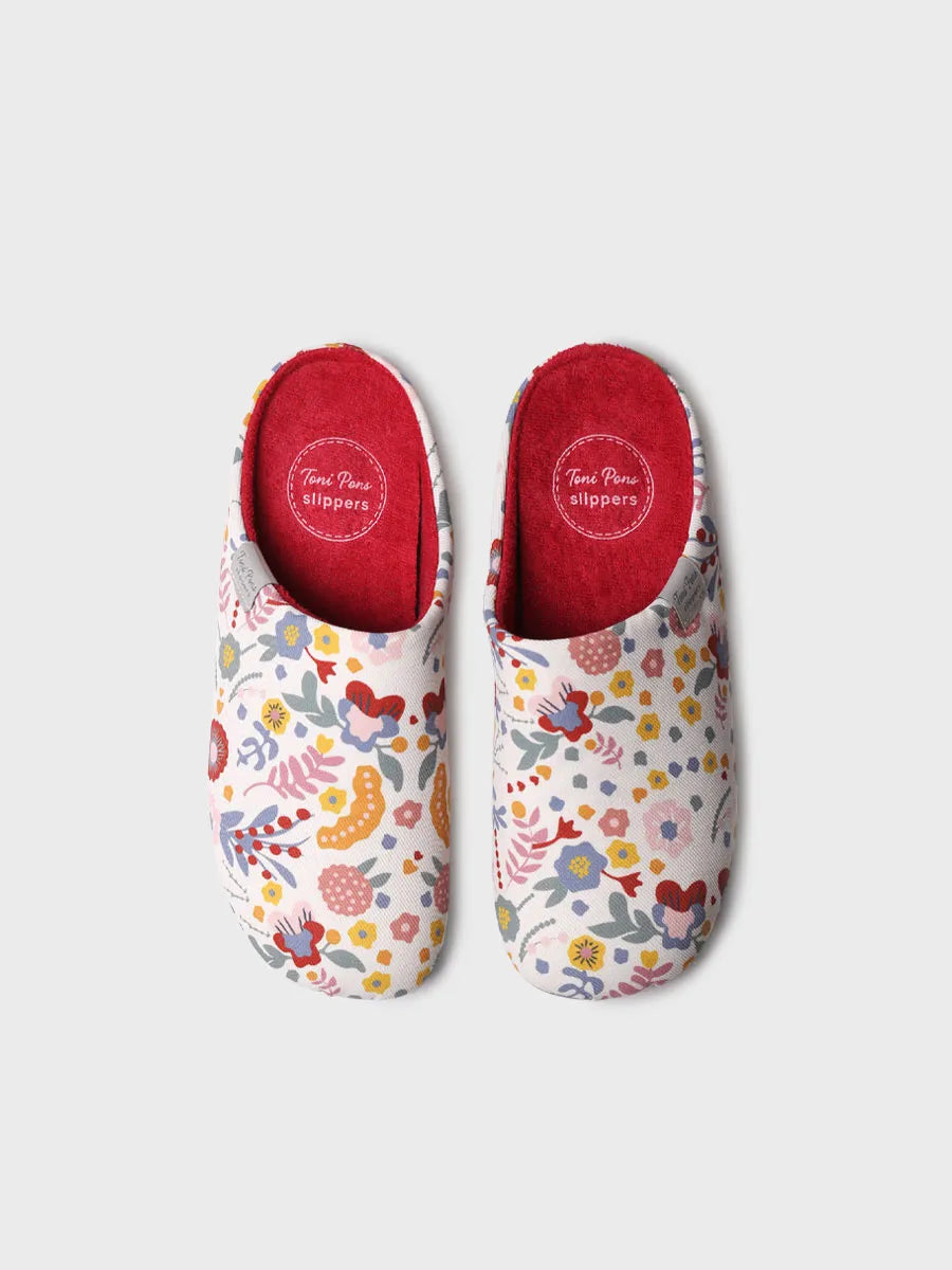 zapatillas mujer - Zapatilla de casa tipo zueco de mujer en algodón estampado | MIMI-TJ - Toni Pons