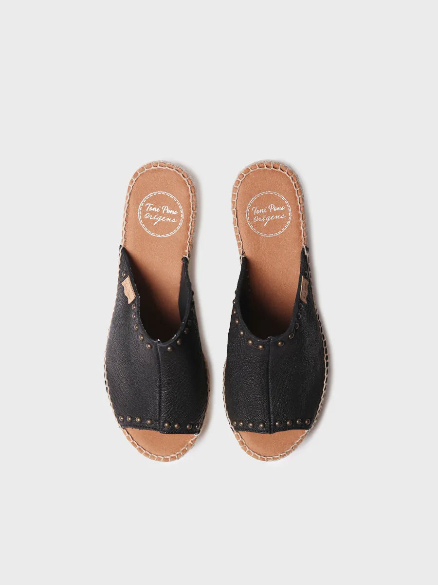 zapatillas mujer - Alpargata destalonada de mujer en piel con cuña y tachuelas | MODENA - Toni Pons