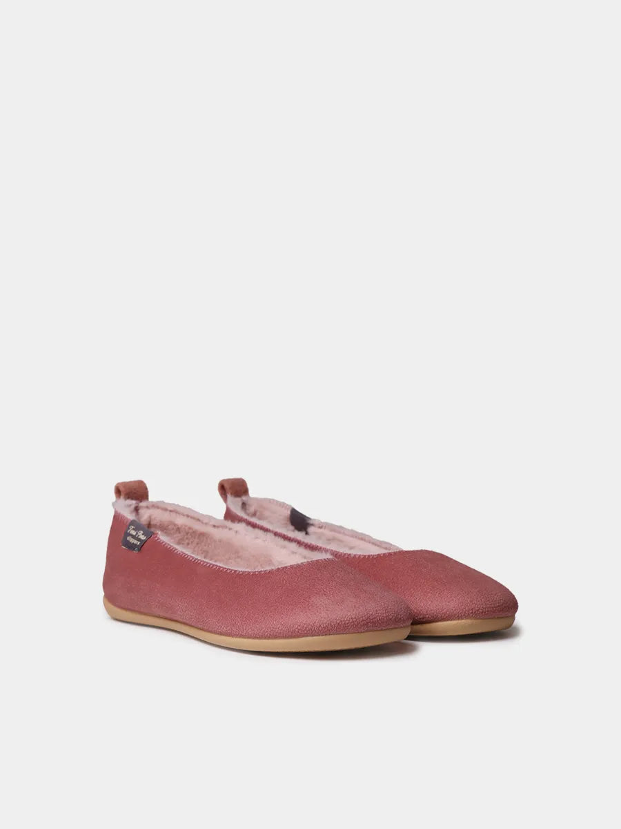 Women's clog-style slipper in faux fur and felt