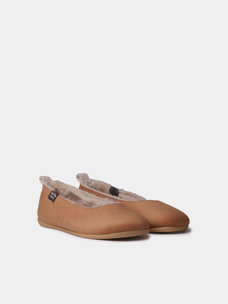Women's babouche-style slipper in shearling