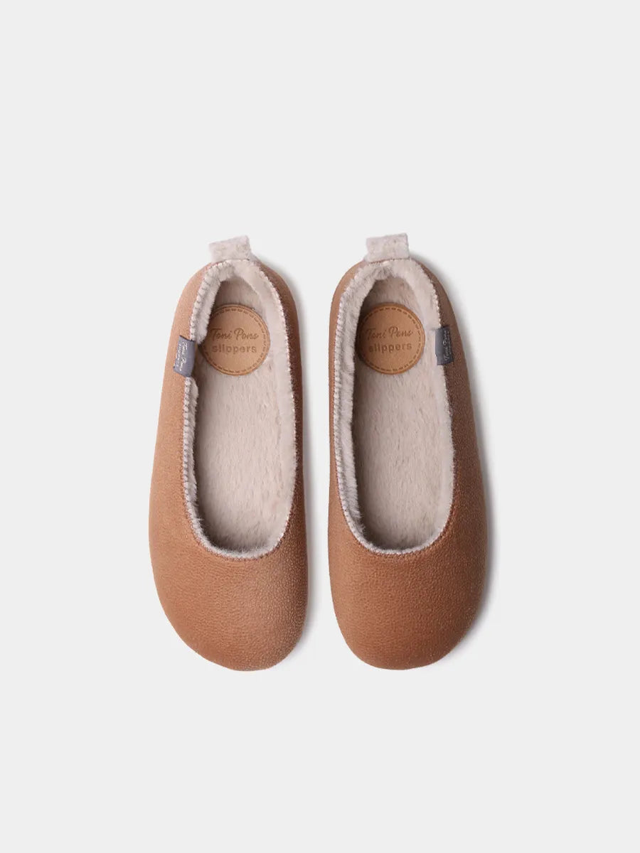 Women's babouche-style slipper in shearling