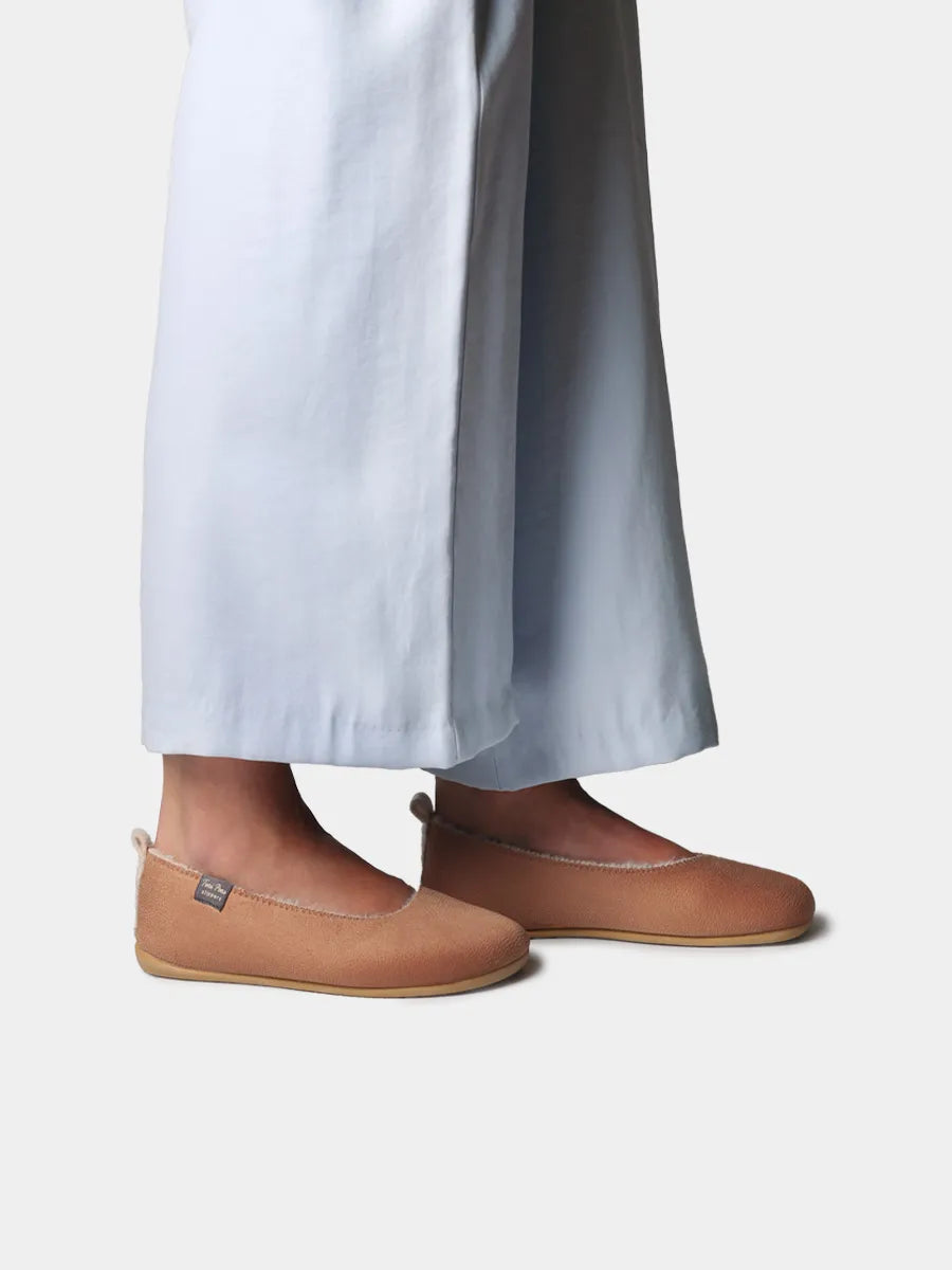 Women's babouche-style slipper in shearling
