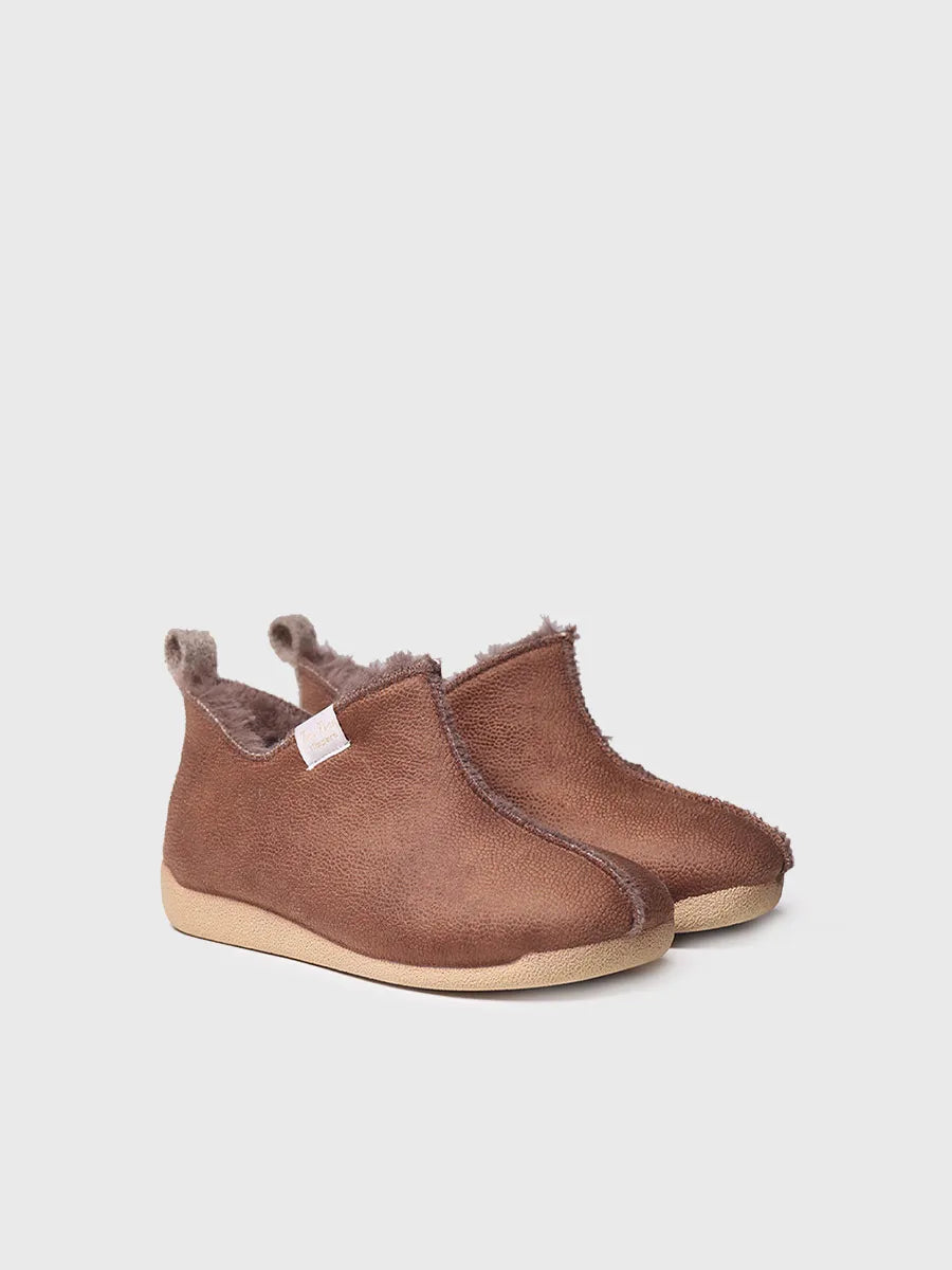 zapatillas de casa mujer - Zapatilla de casa abotinada para mujer en piel | MOSCU-BD - Toni Pons