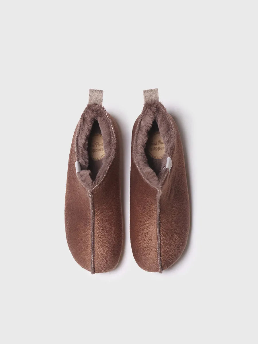 zapatillas de casa mujer - Zapatilla de casa abotinada para mujer en piel | MOSCU-BD - Toni Pons