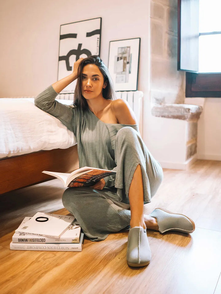 zapatillas mujer - Zapatilla de casa abotinada para mujer en piel | MOSCU-BD - Toni Pons