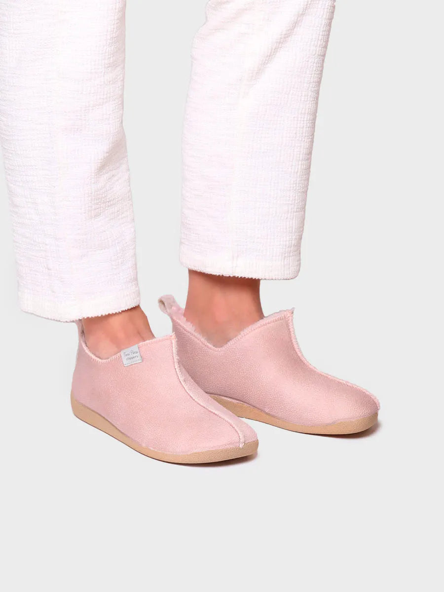 zapatillas de casa mujer - Zapatilla de casa abotinada para mujer en piel | MOSCU-BD - Toni Pons