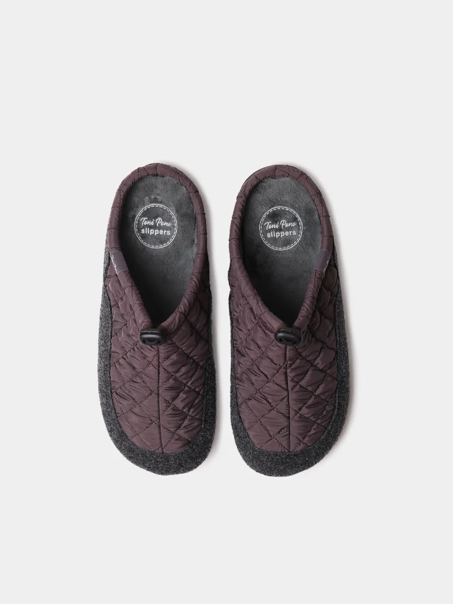 Zapatilla tipo zueco de hombre en tejido acolchado y fieltro | NADIR-UM