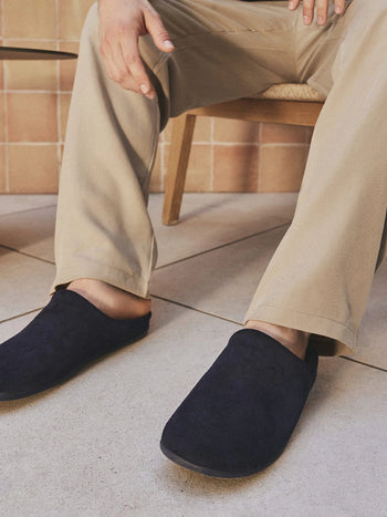 Open leather slipper with interior lining for men | NAPOLI