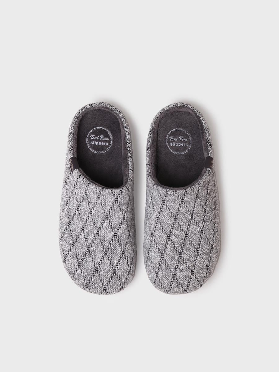 zapatillas de casa hombre - Zapatilla de casa tipo zueco para hombre en tejido en Gris | NAUEL-KM - Toni Pons