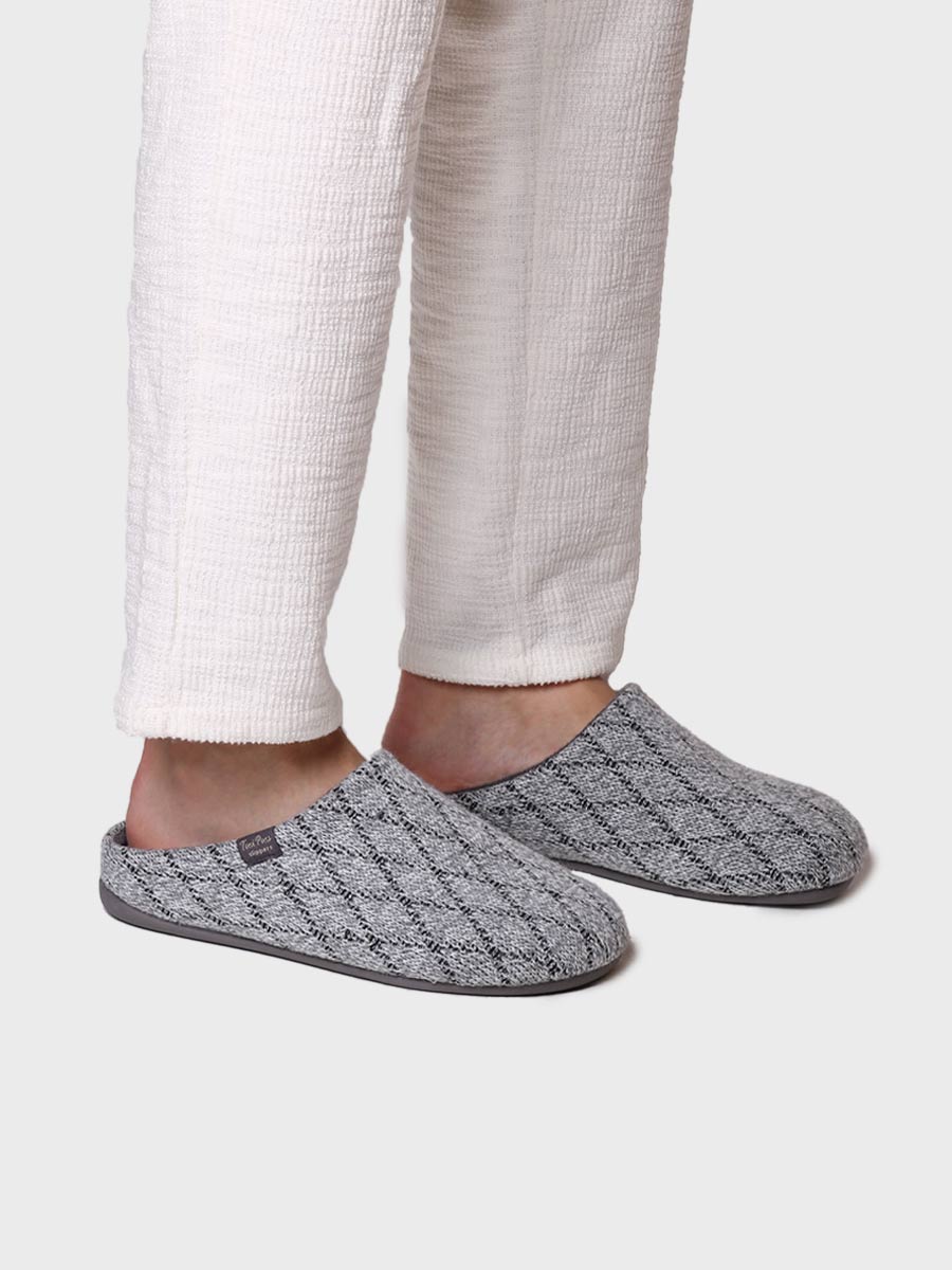zapatillas de casa hombre - Zapatilla de casa tipo zueco para hombre en tejido en Gris | NAUEL-KM - Toni Pons