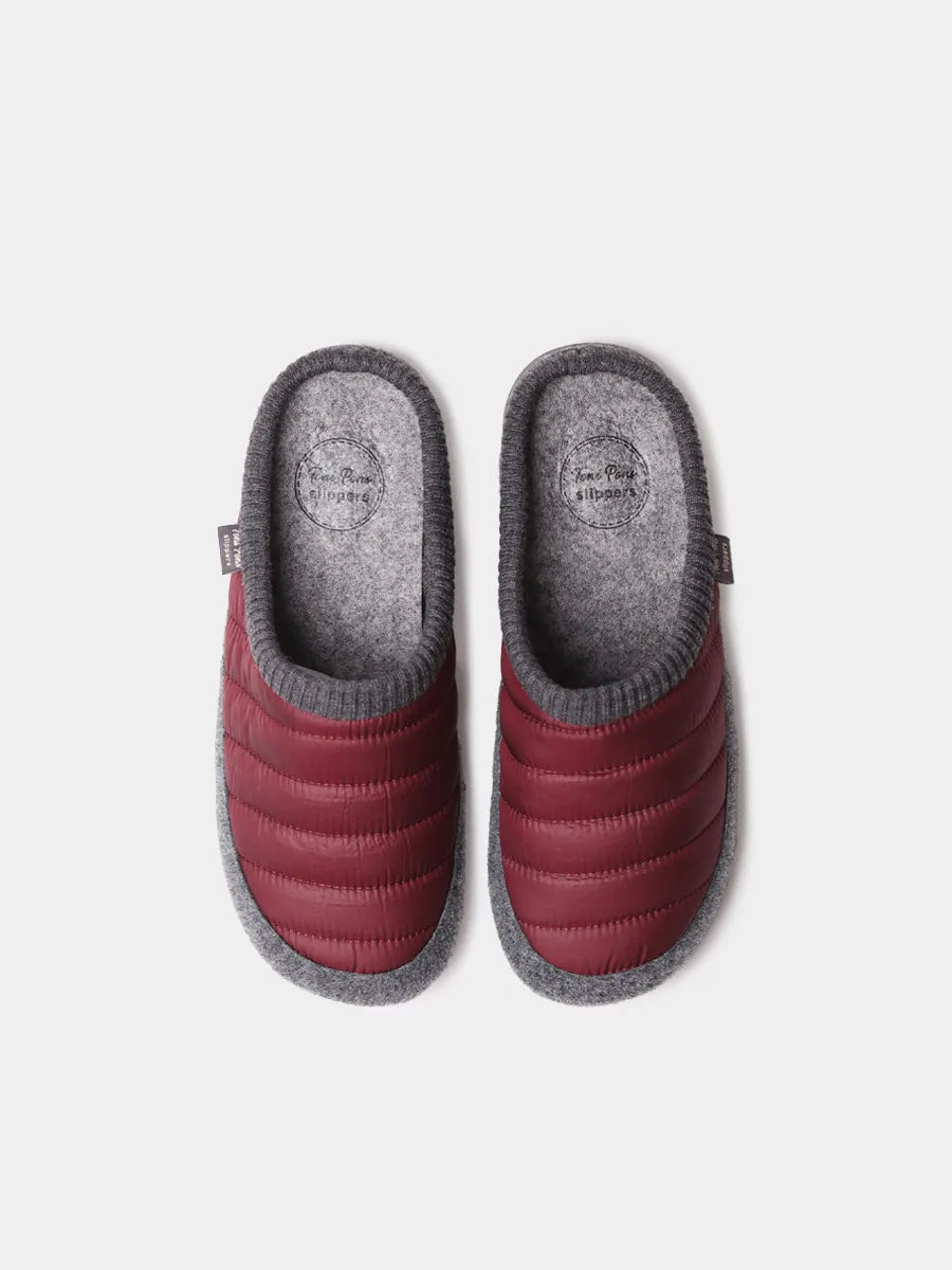 Zapatilla de casa tipo zueco en tejido acolchado y fieltro | NIX-TK