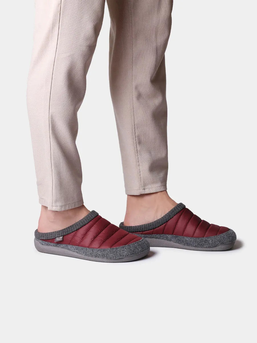 Zapatilla de casa tipo zueco en tejido acolchado y fieltro | NIX-TK