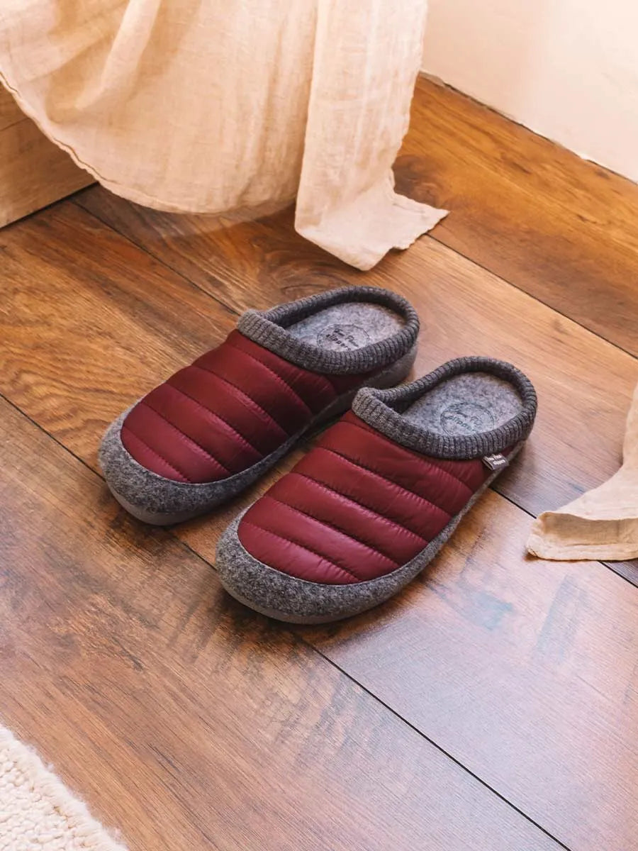Zapatilla de casa tipo zueco en tejido acolchado y fieltro | NIX-TK