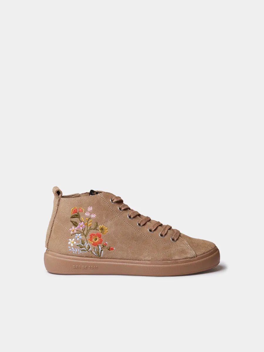 Botines mujer - Botín para mujer en serraje con bordado floral | ORDIS - Toni Pons