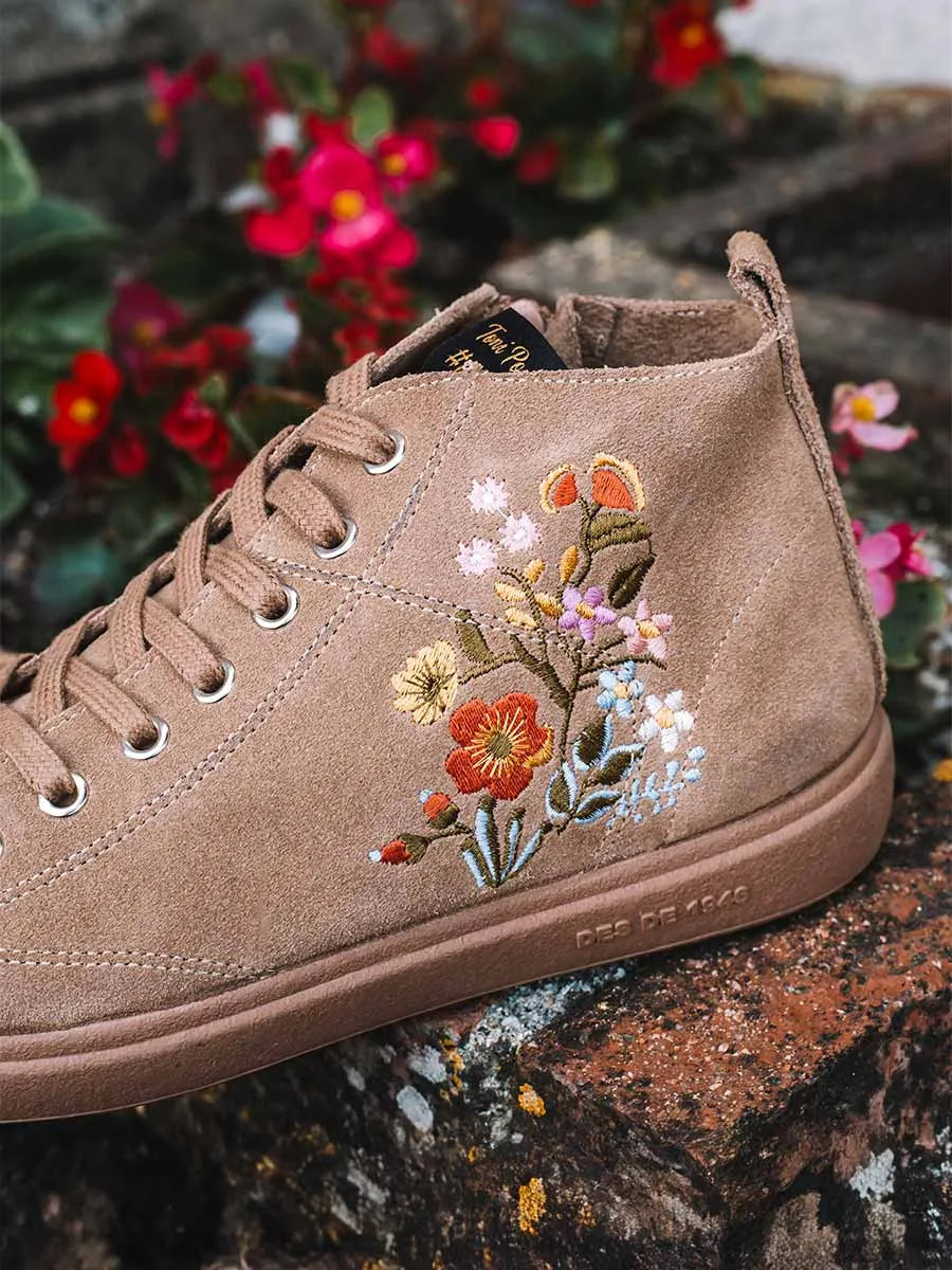 Botines mujer - Botín para mujer en serraje con bordado floral | ORDIS - Toni Pons