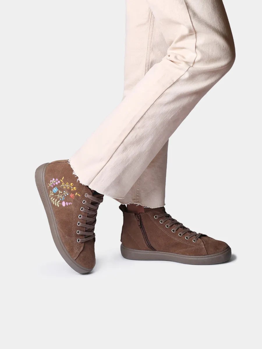 Botines mujer - Botín para mujer en serraje con bordado floral | ORDIS - Toni Pons