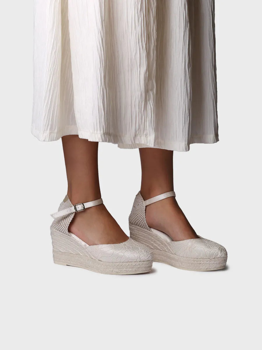 Alpargatas mujer - Alpargata de cuña para novia en raso | ORQUIDIA - Toni Pons