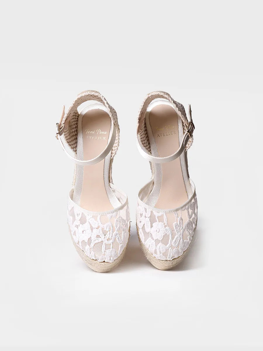 alpargatas mujer - Alpargata blanca con cuña para novia | PAOLA - Toni Pons