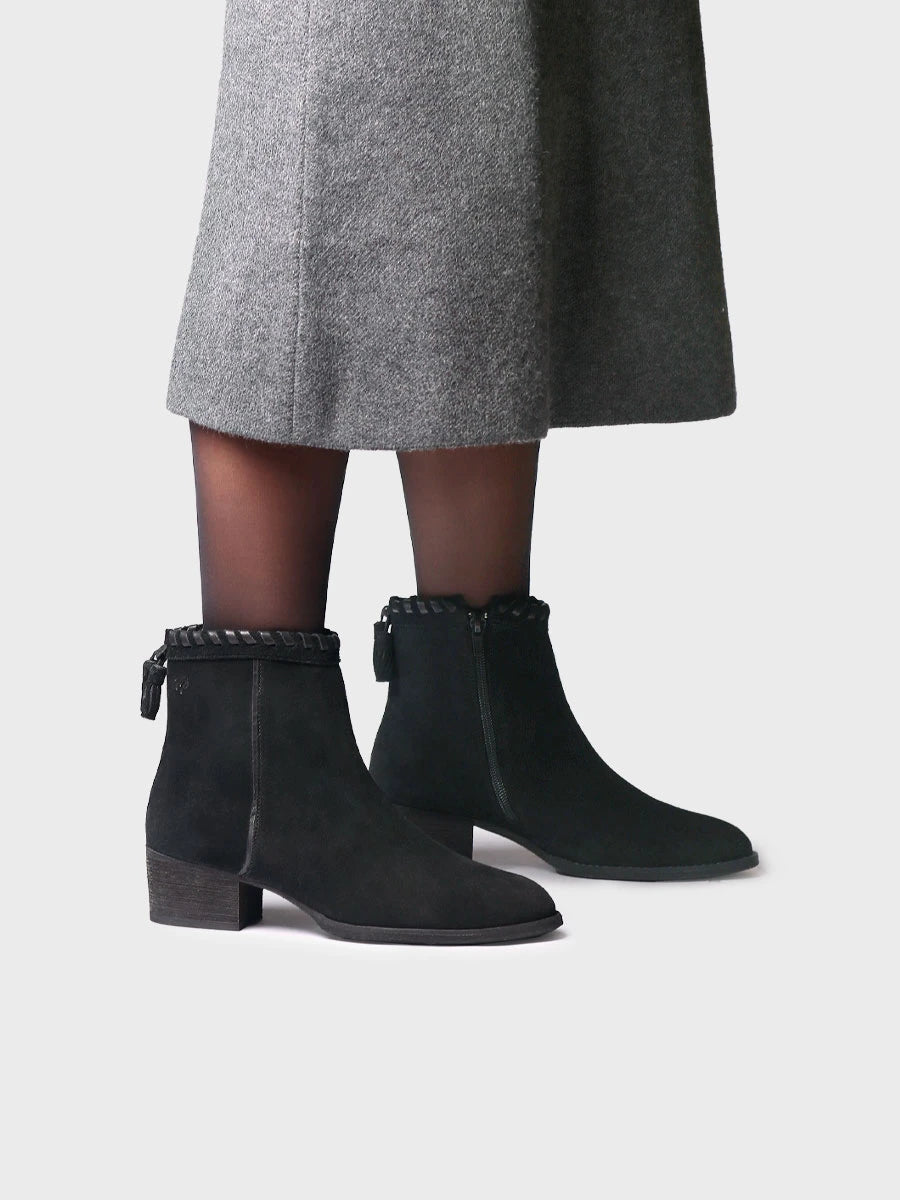 Botines mujer - Botín en serraje con trenzado y borlas para mujer | PATERNA-SY - Toni Pons