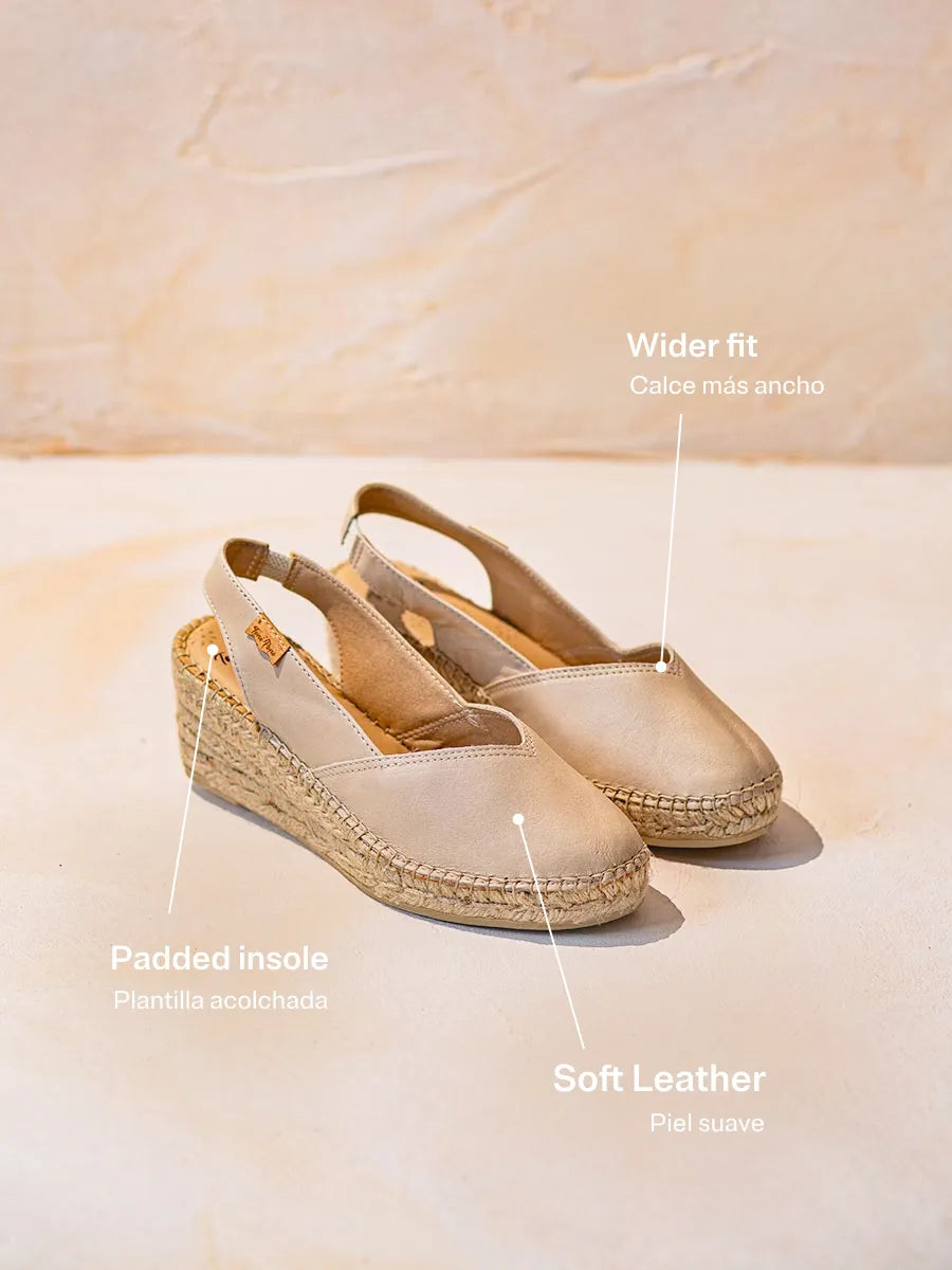 alpargatas mujer - Alpargata de mujer en piel con cuña para un calce más ancho | TERMAL - Toni Pons