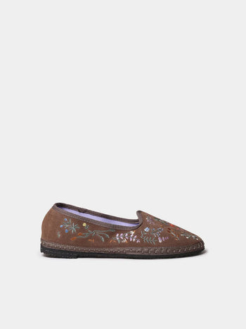 Zapatos mujer - Bailarina de mujer en serraje con flores bordadas | PERALADA - Toni Pons