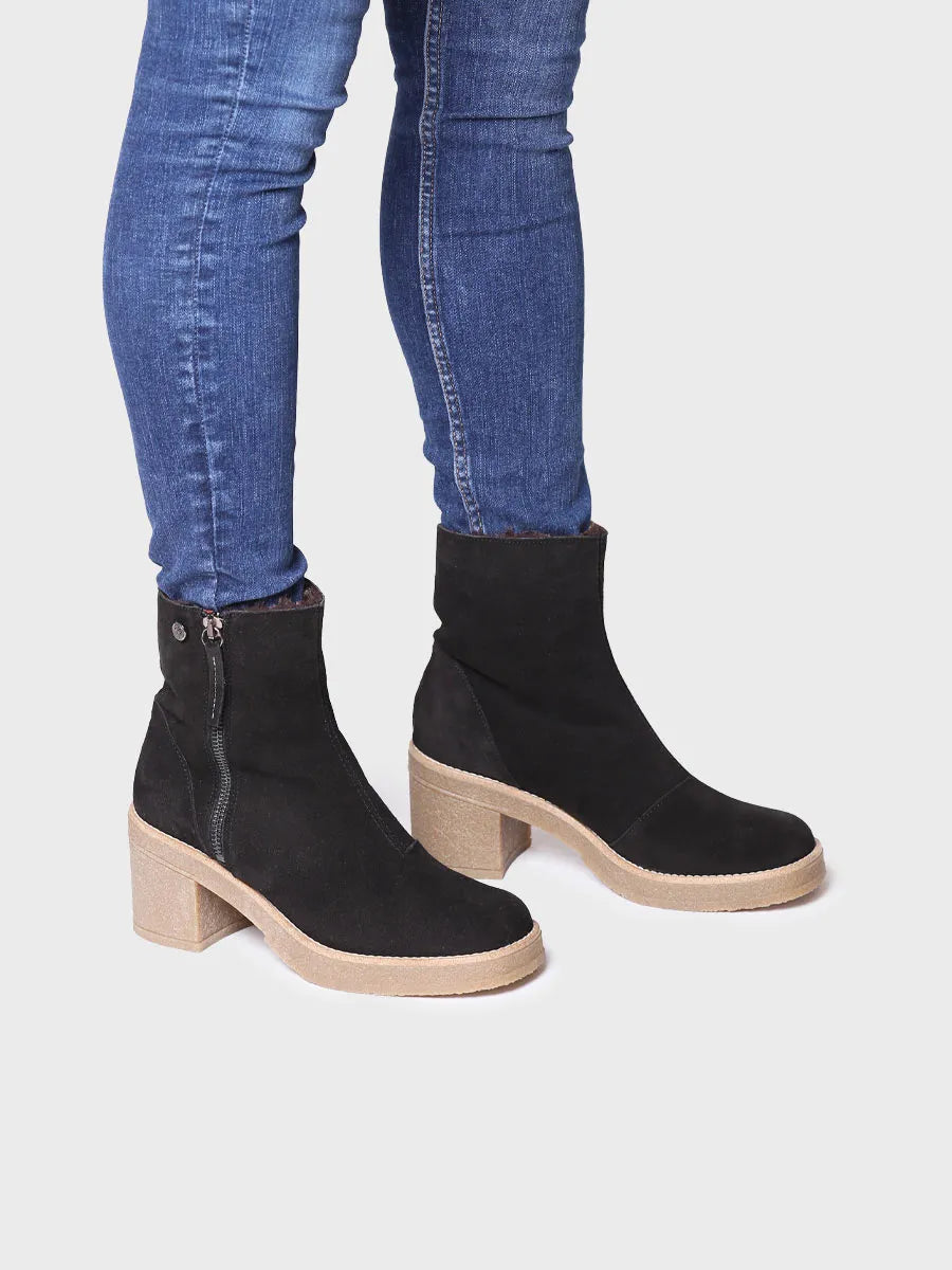 botines mujer - Botín de tacón ancho para mujer en serraje | PERU-SY - Toni Pons