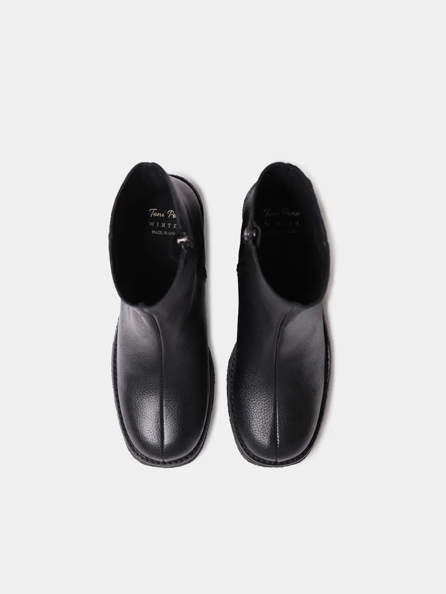 Botines mujer - Botín de mujer en piel con plataforma y tacón ancho | PIANI-PO - Toni Pons