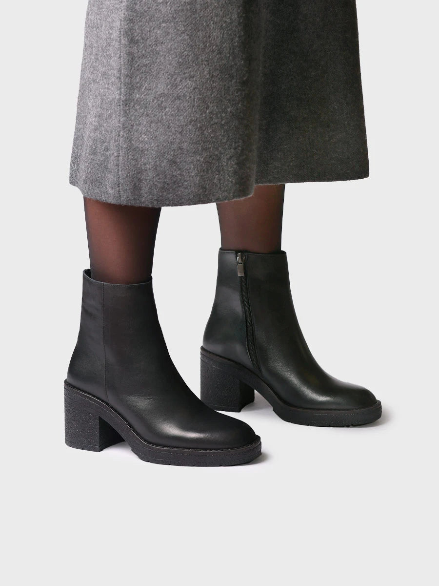 Botines mujer - Botín en piel con cremallera y tacón para mujer | PRADES-P - Toni Pons